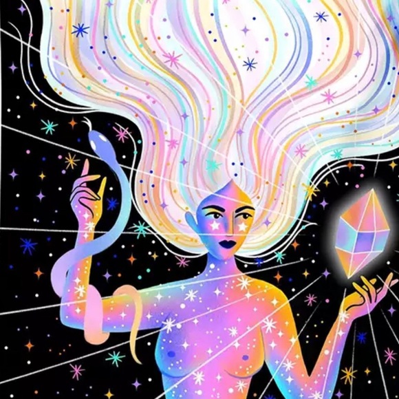 Astral Rainbow Goddess w Crystal wall hanging - Picture 2 of 4